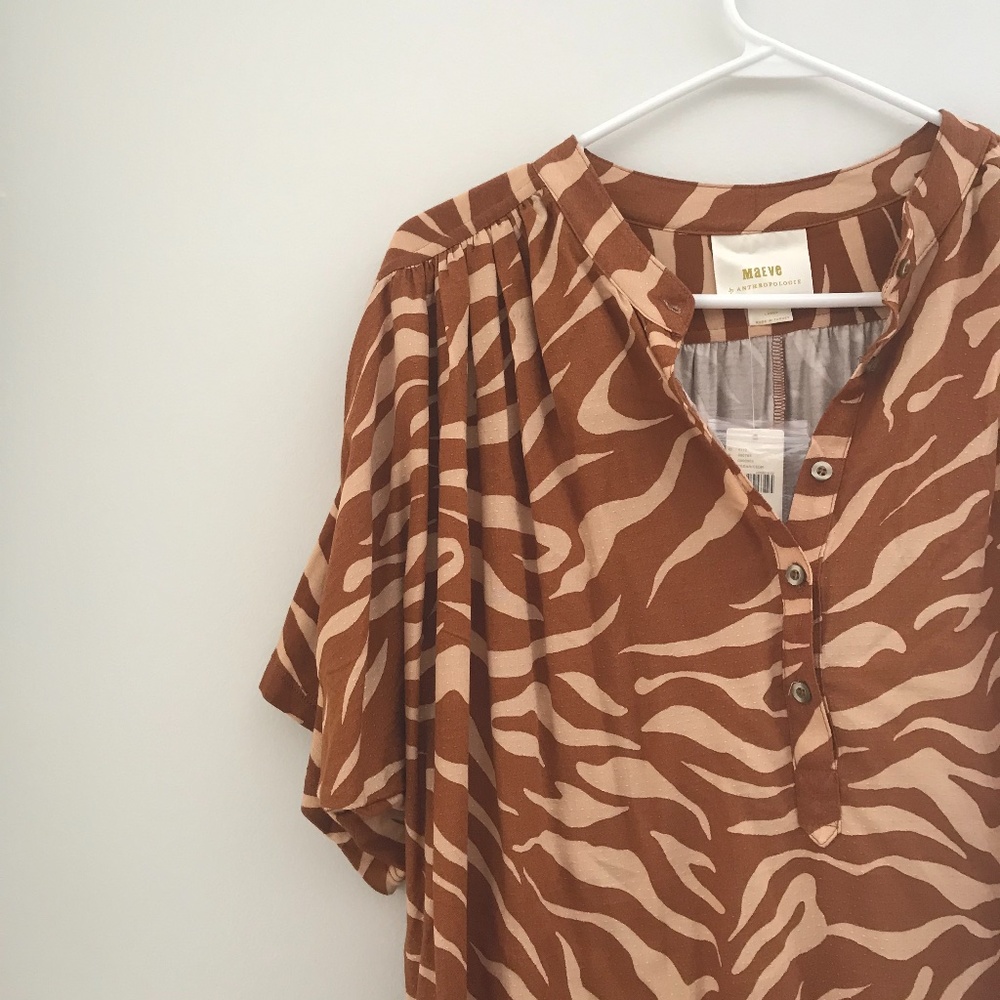 NWT Maeve by Anthropologie Zebra Print Shirt/Top